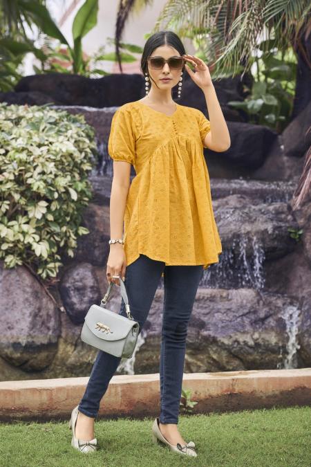 TIPS & TOPS Rainbow Cotton Kurti Top Wholesale Catalog 