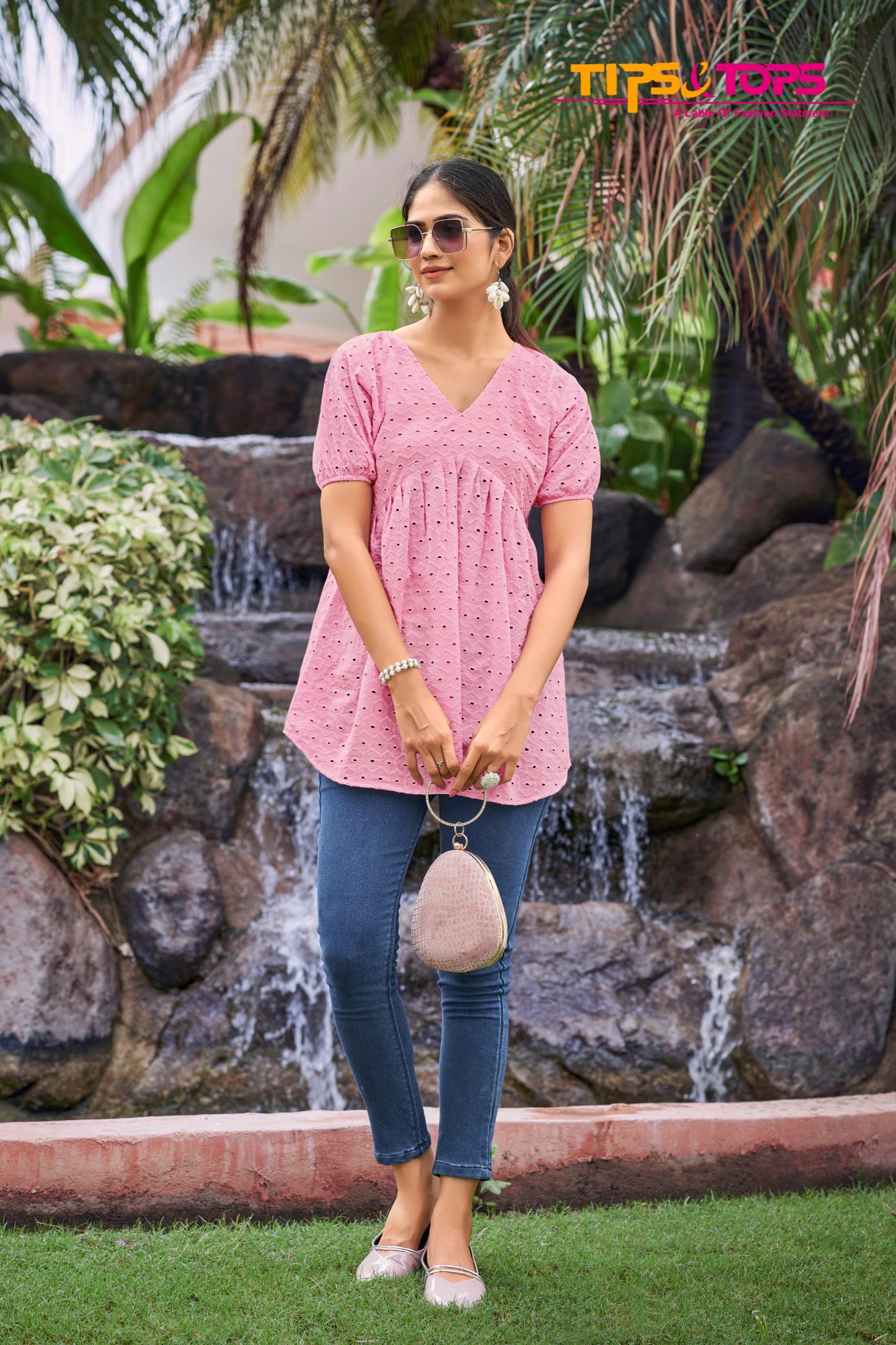 TIPS & TOPS Rainbow Cotton Kurti Top Wholesale Catalog 