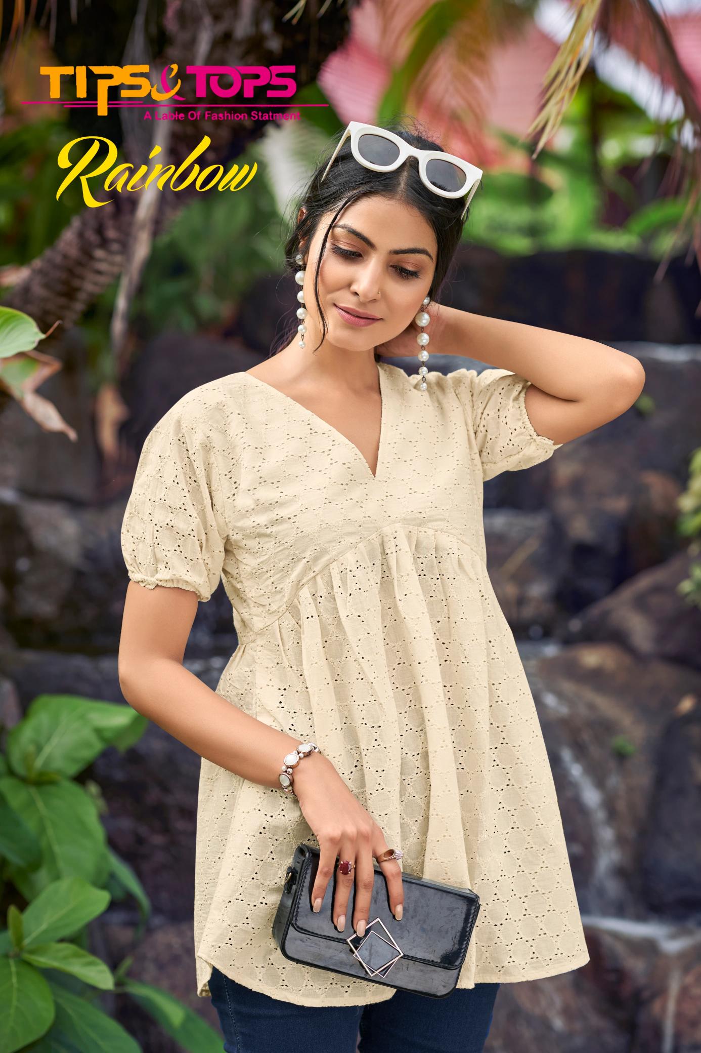 TIPS & TOPS Rainbow Cotton Kurti Top Wholesale Catalog 