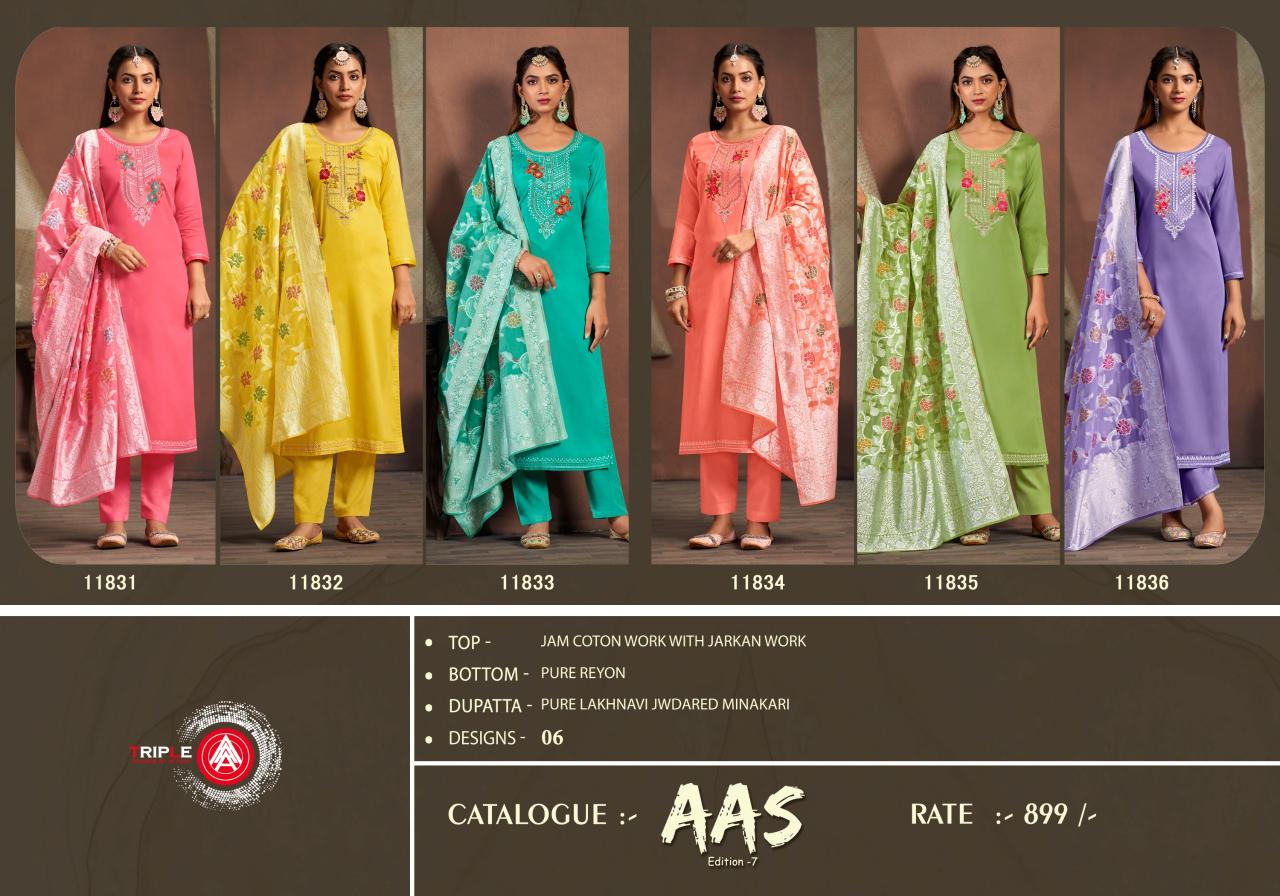 Triple Aaa Aas Edition 7 Jam Cotton Dress Material Wholesale Catalog