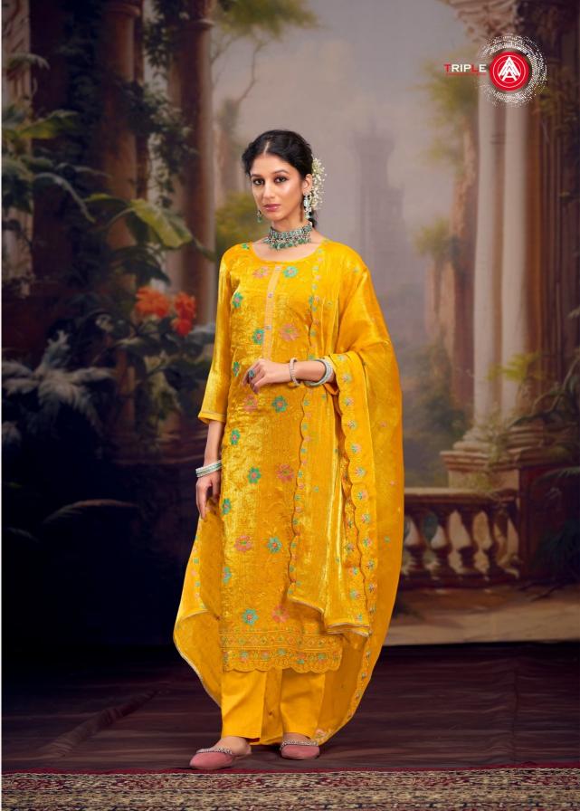 Triple Aaa Kalgi Silk Fancy Dress Material Wholesale Catalog