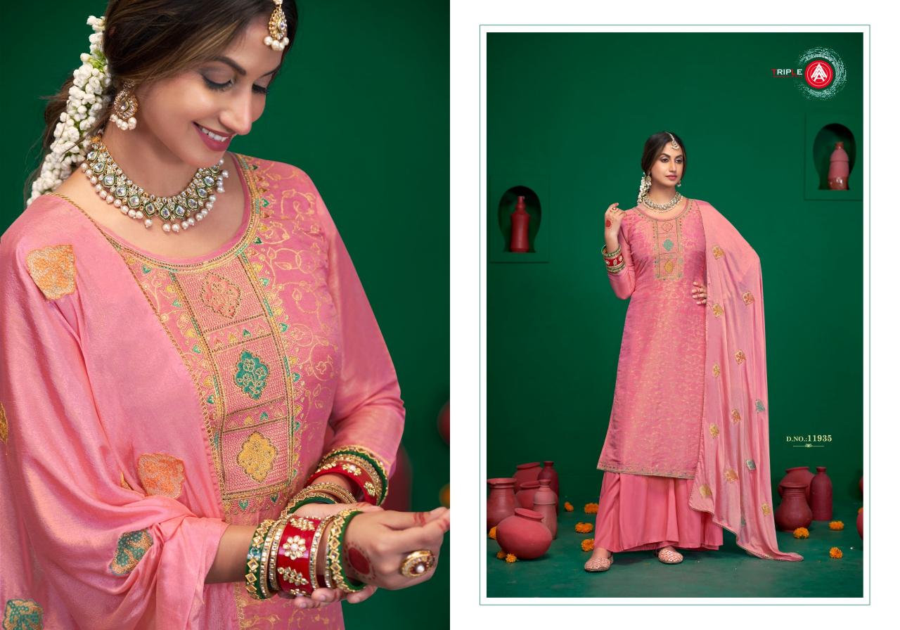 Triple Aaa Manroop Fancy Dress Material Wholesale Catalog