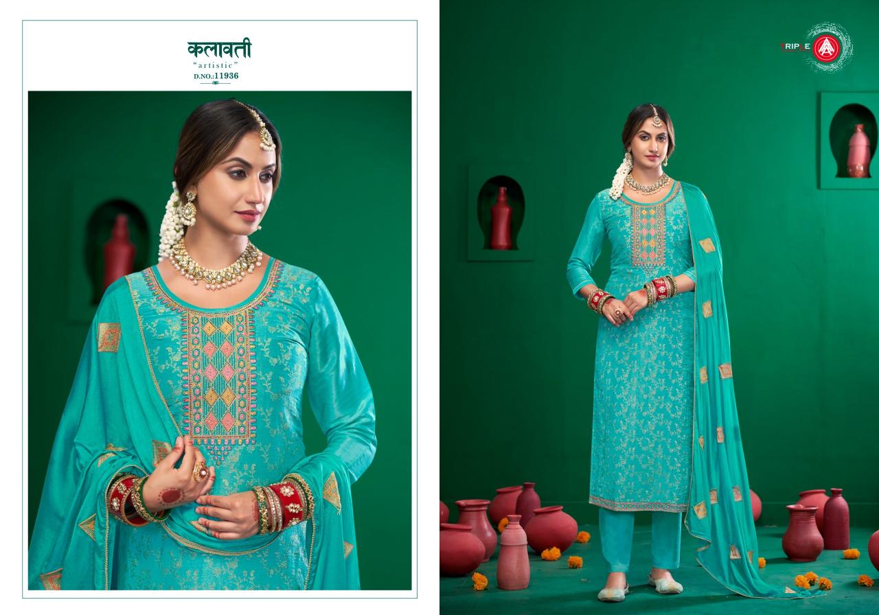 Triple Aaa Manroop Fancy Dress Material Wholesale Catalog