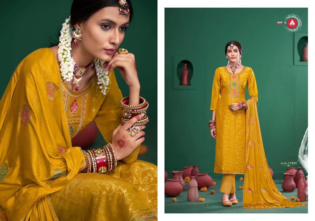 Triple Aaa Manroop Fancy Dress Material Wholesale Catalog