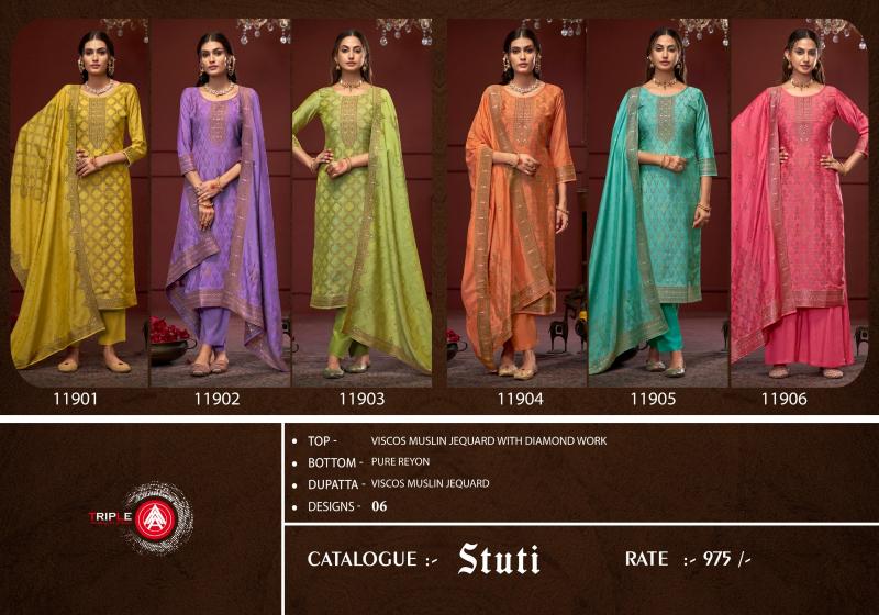 Triple Aaa Stuti Fancy Dress Material Wholesale Catalog