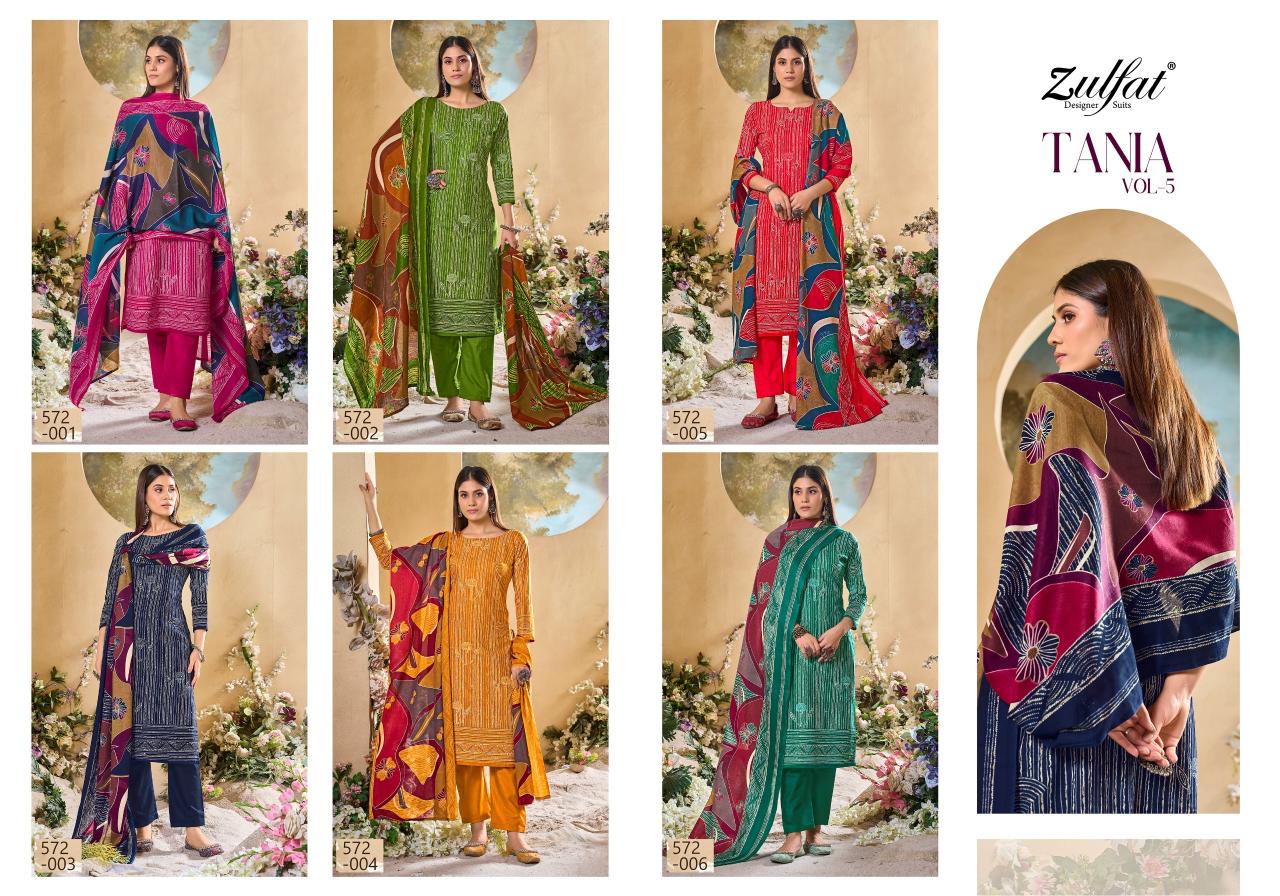 Zulfat Tania Vol 5 Cotton Printed Dress Material Wholesale Catalog