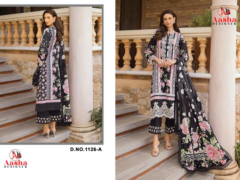 Aasha 1126 Cotton Dupatta Pakistani Suits Wholesale Catalog