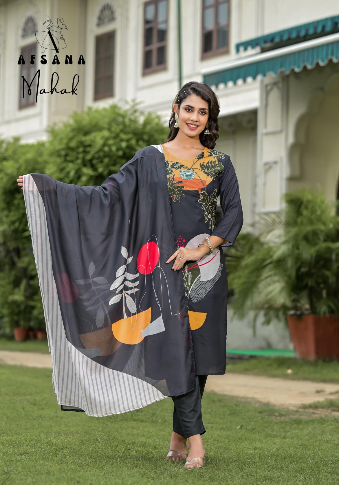 Afsana Mahak Buy Black Kurtis Online India Wholesale Catalog