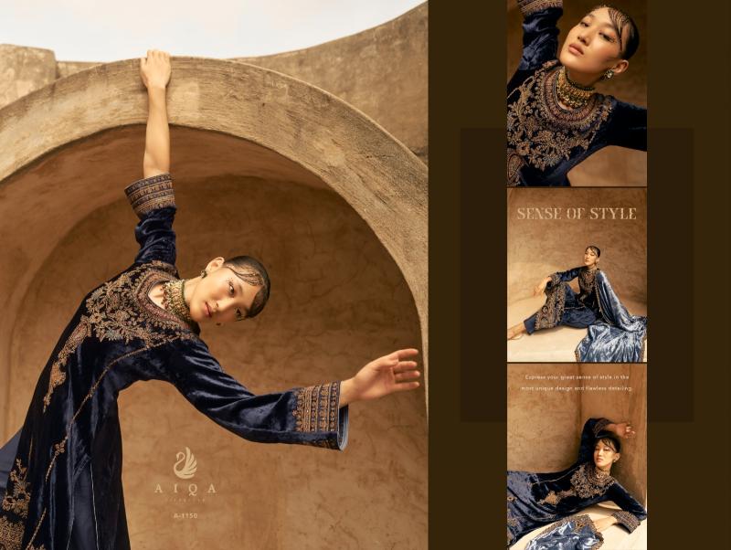 Aiqa Shaina Pure Velvet With Fancy Work Salwar Suits Wholesale Catalog 