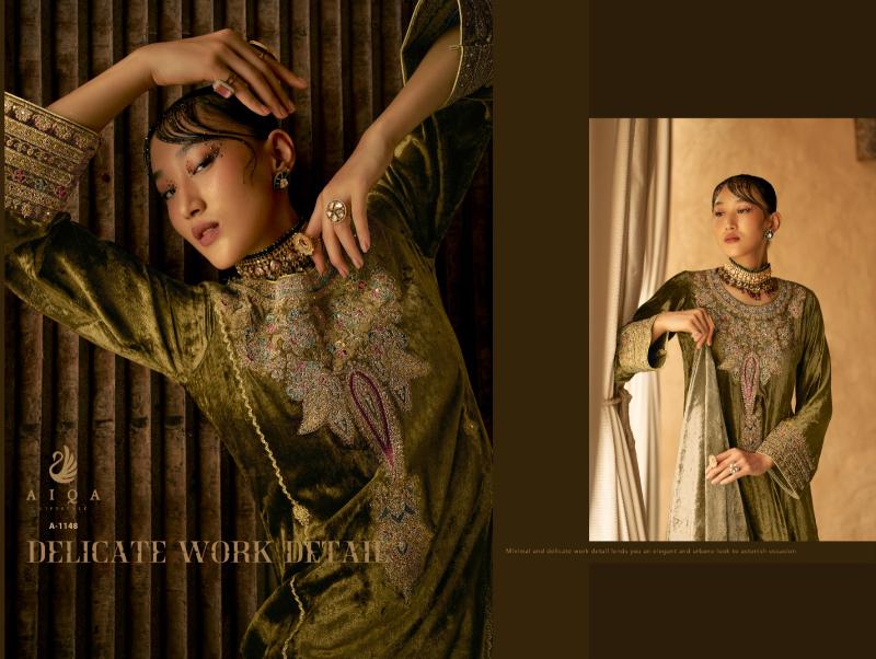 Aiqa Shaina Pure Velvet With Fancy Work Salwar Suits Wholesale Catalog 
