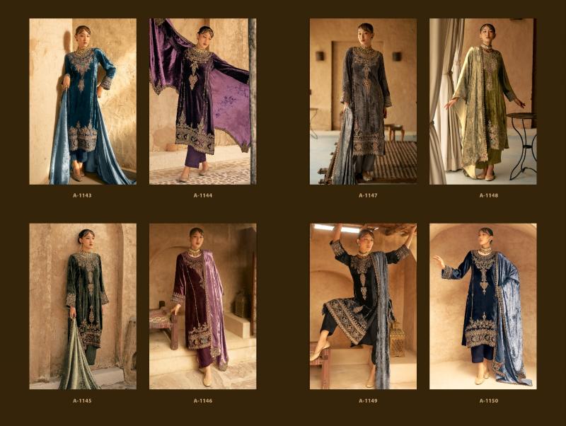 Aiqa Shaina Pure Velvet With Fancy Work Salwar Suits Wholesale Catalog 