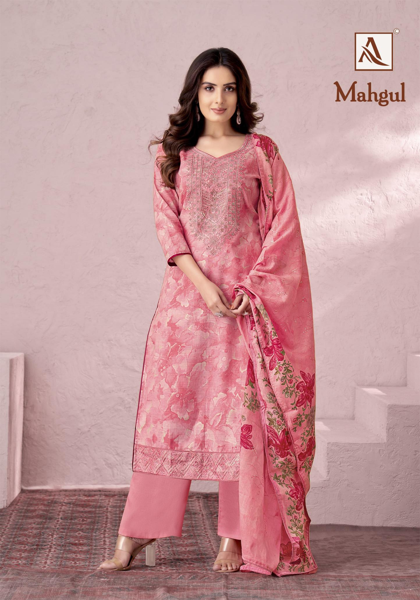 Alok Mahgul Designer Dress Material Wholesale Catalog