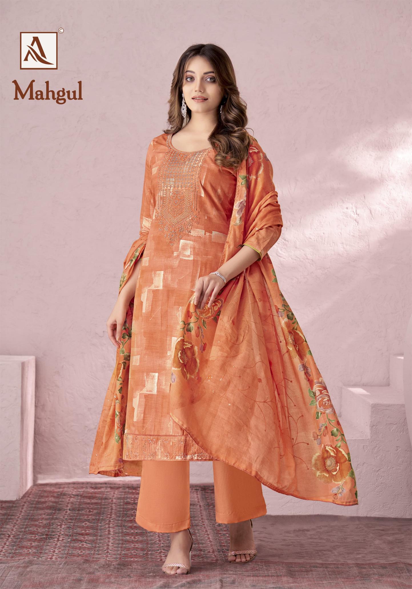 Alok Mahgul Designer Dress Material Wholesale Catalog
