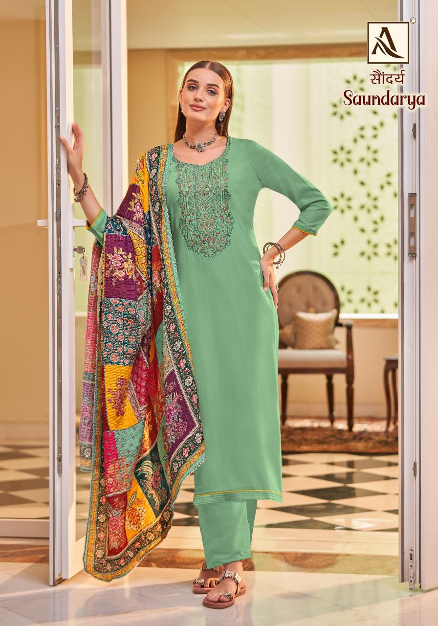 Alok Saundarya Dress Material Wholesale Catalog