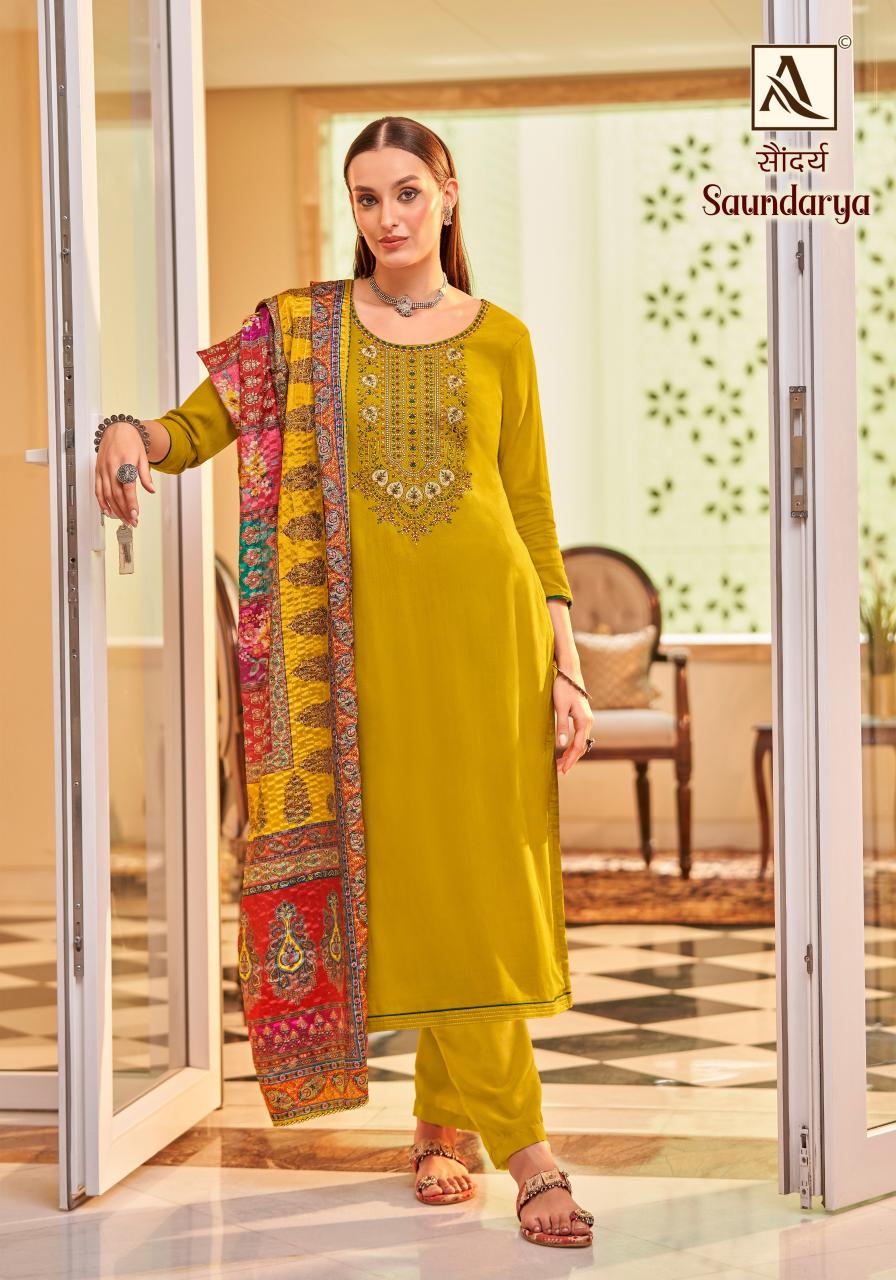 Alok Saundarya Dress Material Wholesale Catalog