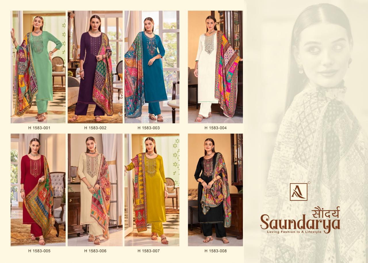 Alok Saundarya Dress Material Wholesale Catalog