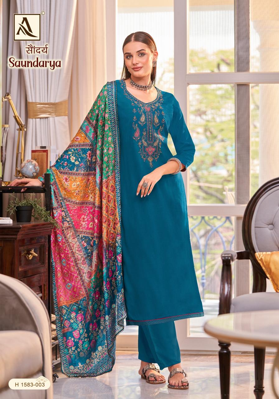 Alok Saundarya Dress Material Wholesale Catalog