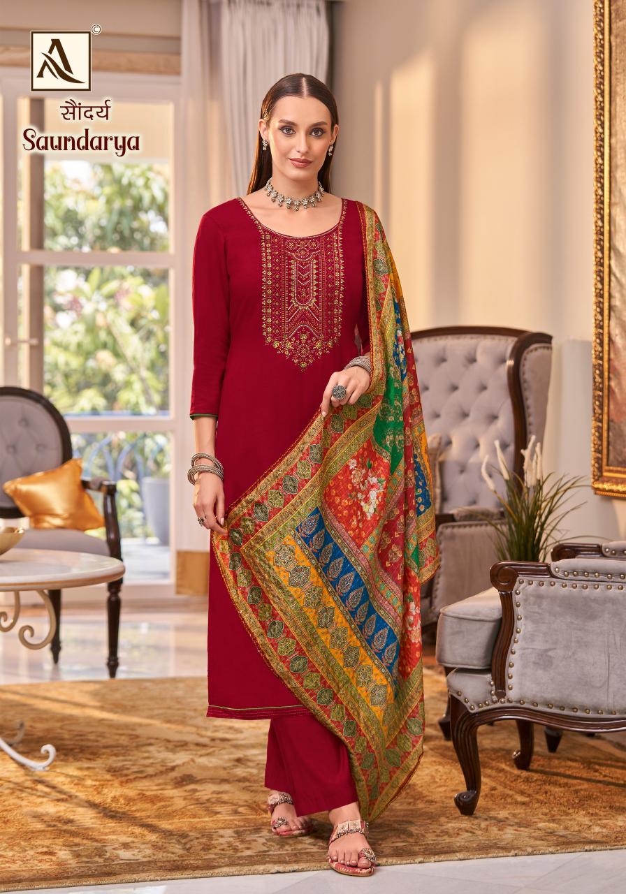 Alok Saundarya Dress Material Wholesale Catalog