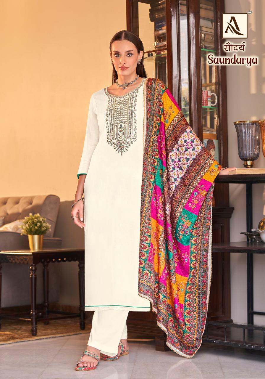 Alok Saundarya Dress Material Wholesale Catalog