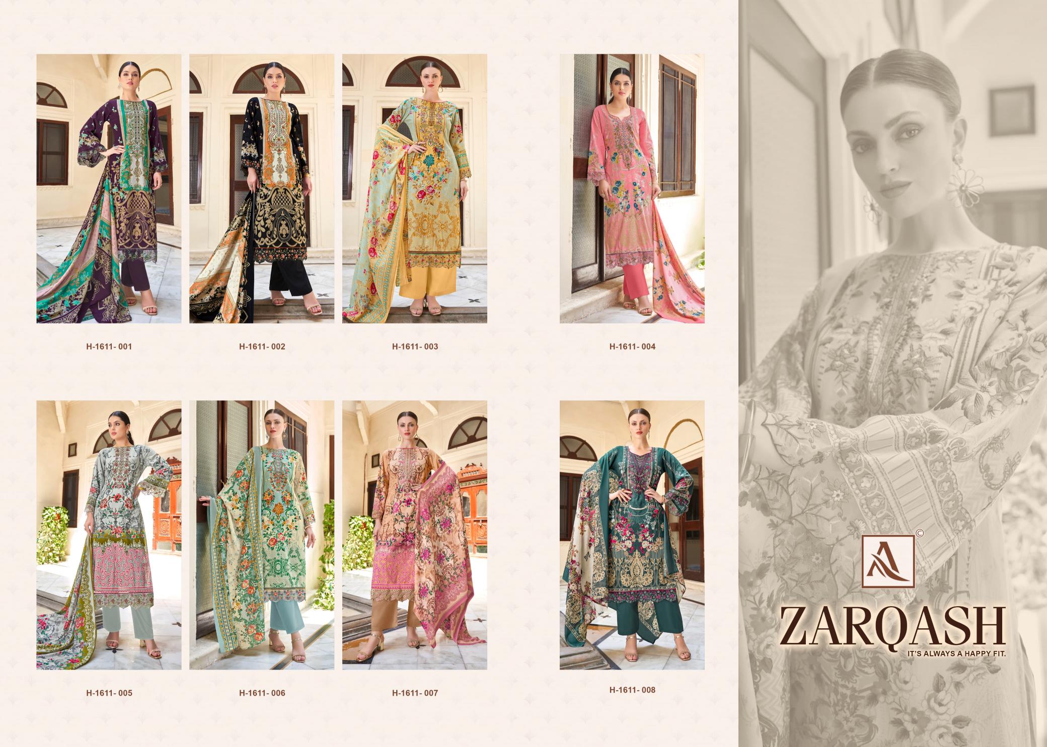 Alok Zarqash Cotton Embroidery Dress Material Wholesale Catalog
