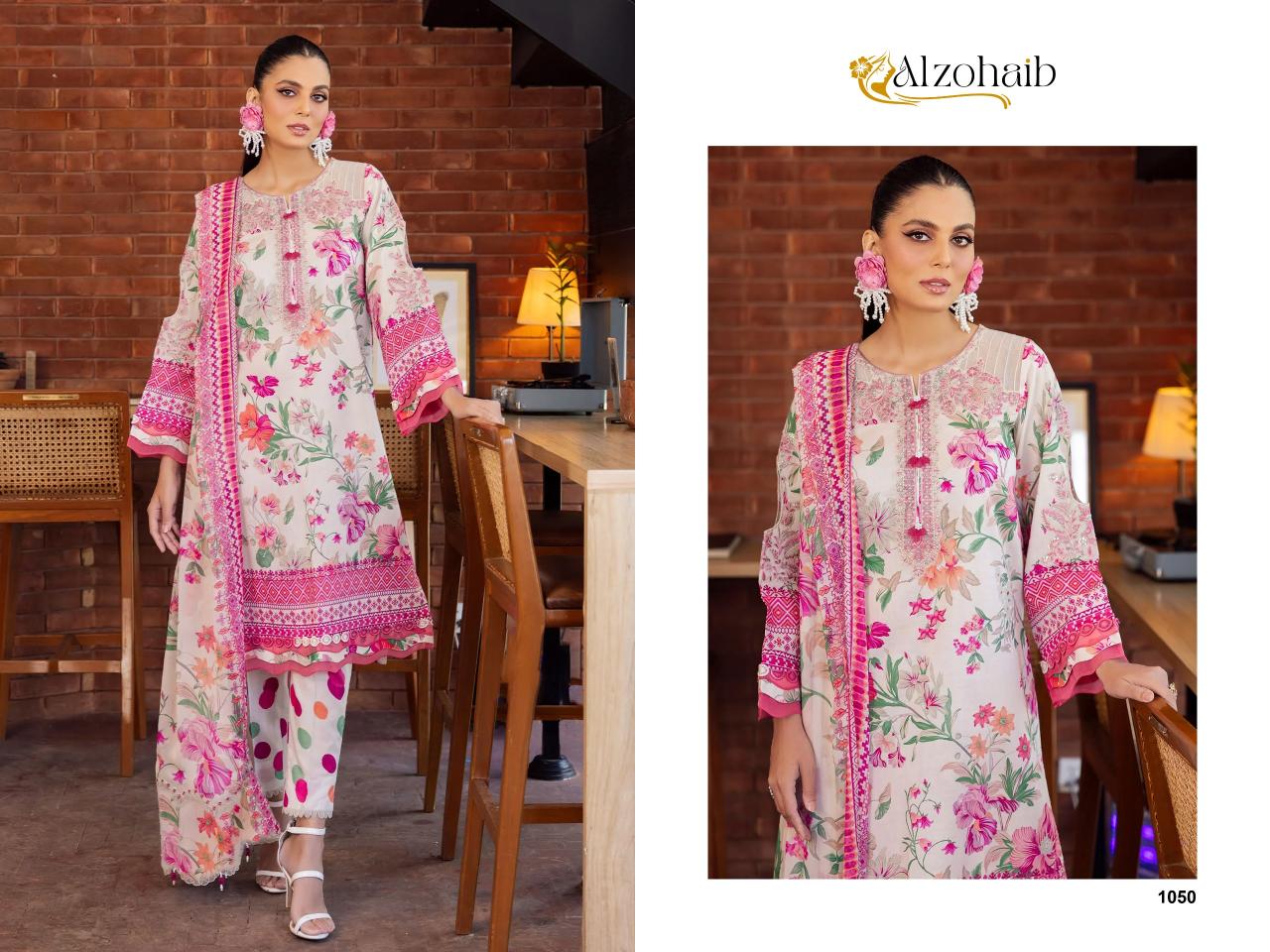 Alzohaib Girl Glam Cotton Dupatta Pakistani Salwar Suits Wholesale Catalog