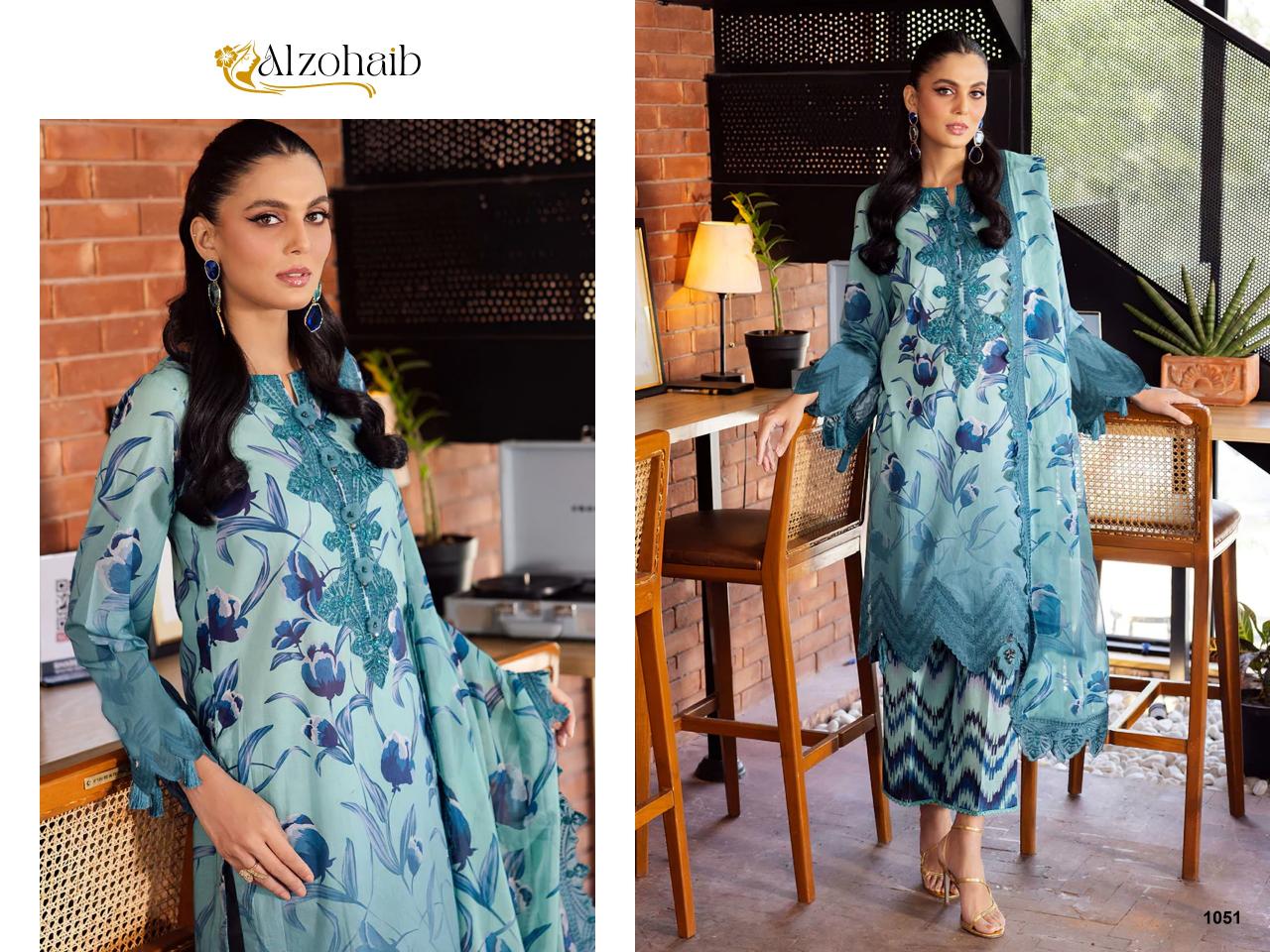 Alzohaib Girl Glam Cotton Dupatta Pakistani Salwar Suits Wholesale Catalog