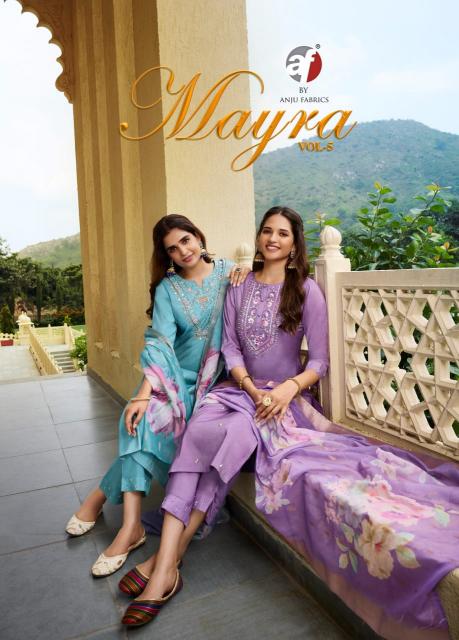 Anju Fabric Mayra Vol 5 Lavender Color Kurti Online India Wholesale catalog
