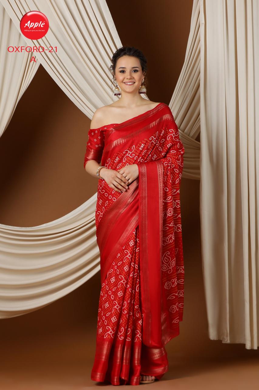 Apple Oxford 21 Blend Printed Saree Wholesale Catalog
