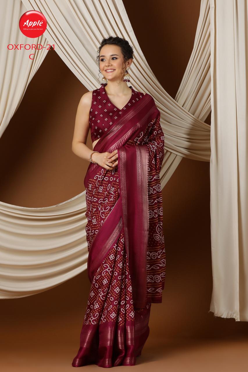 Apple Oxford 21 Blend Printed Saree Wholesale Catalog