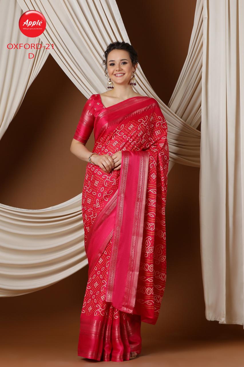 Apple Oxford 21 Blend Printed Saree Wholesale Catalog