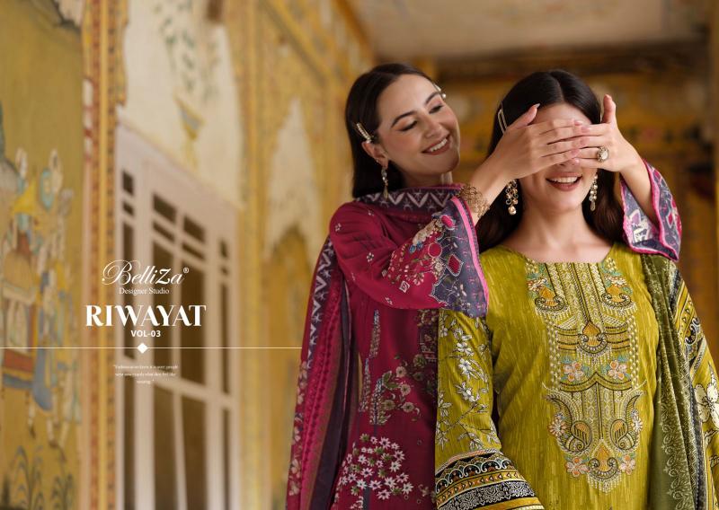 Belliza Riwayat Vol 3 Digital Print Dress Material Wholesale Catalog