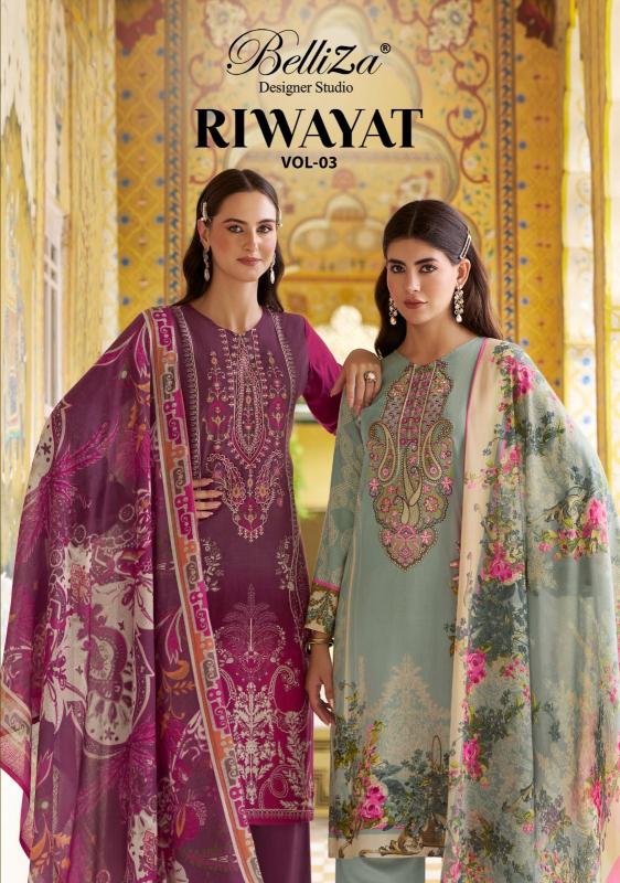Belliza Riwayat Vol 3 Digital Print Dress Material Wholesale Catalog