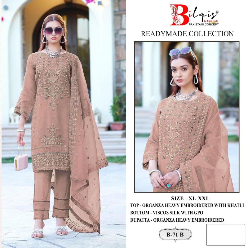 Bilqis B 71 A To D Organza Pakistani Ready Made Wholesale Catalog