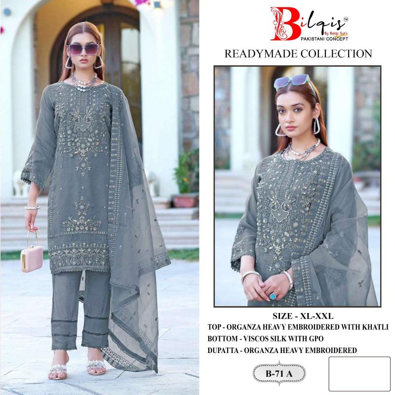 Bilqis B 71 A To D Organza Pakistani Ready Made Wholesale Catalog