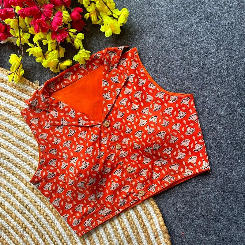 Blousewala Ajrakh collar
