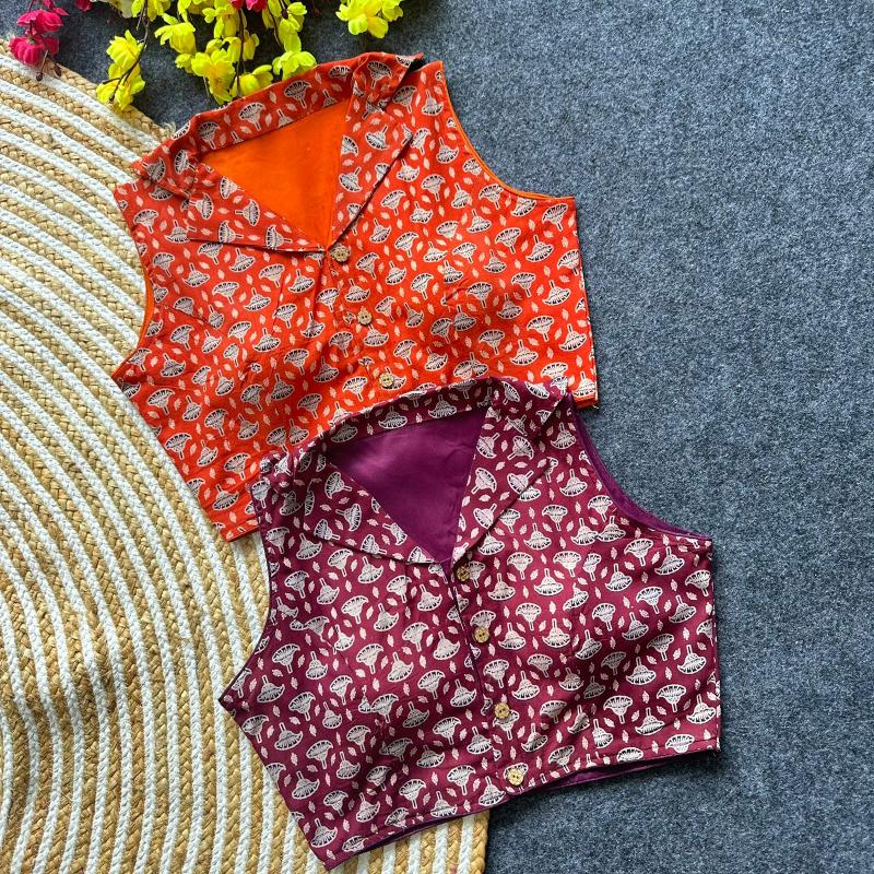 Blousewala Ajrakh collar