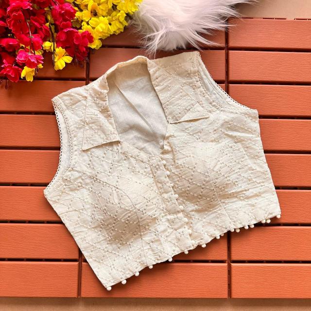 Blousewala Havy Khadi Embroiddery seq work with Collar Nack