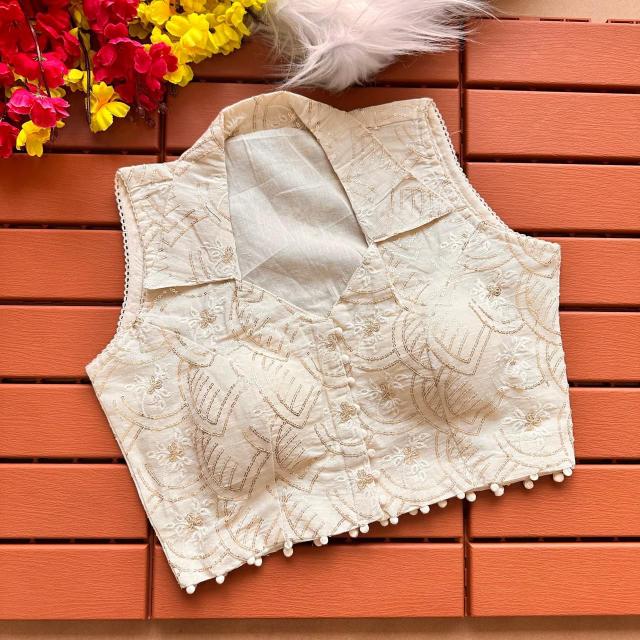 Blousewala Havy Khadi Embroiddery seq work with Collar Nack