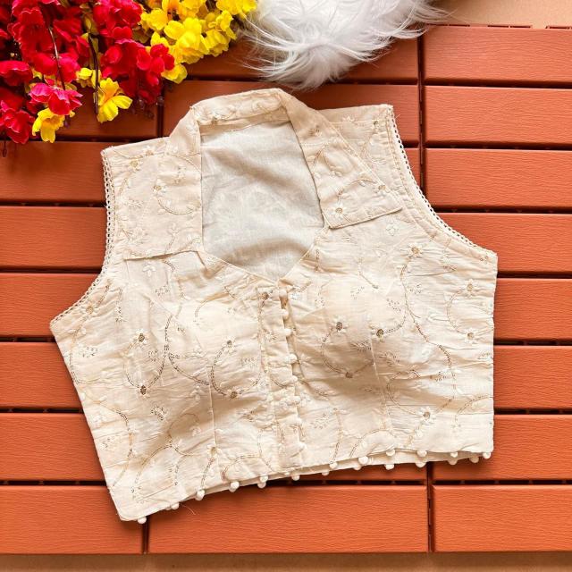 Blousewala Havy Khadi Embroiddery seq work with Collar Nack