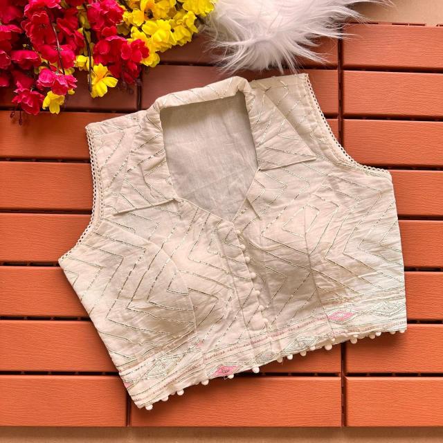 Blousewala Havy Khadi Embroiddery seq work with Collar Nack