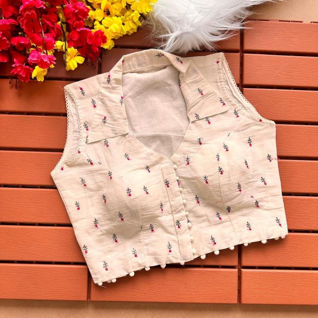 Blousewala Havy Khadi Embroiddery seq work with Collar Nack
