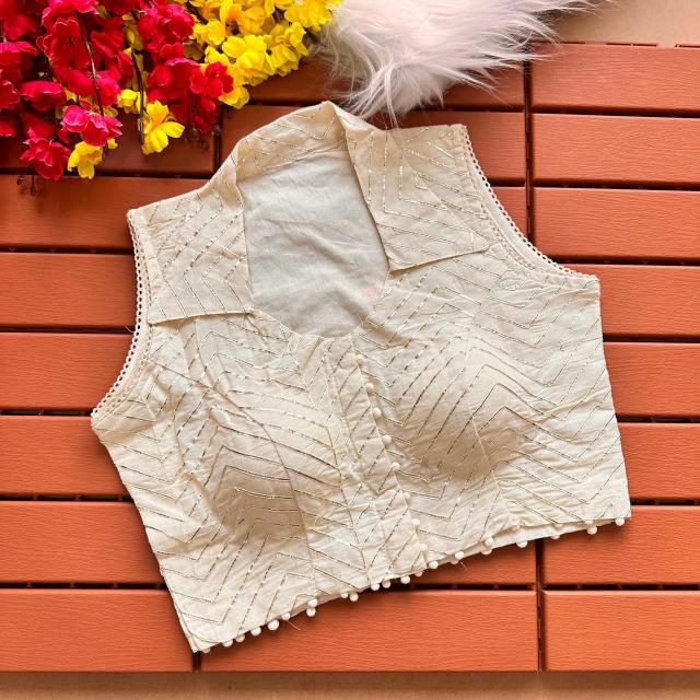 Blousewala Havy Khadi Embroiddery seq work with Collar Nack