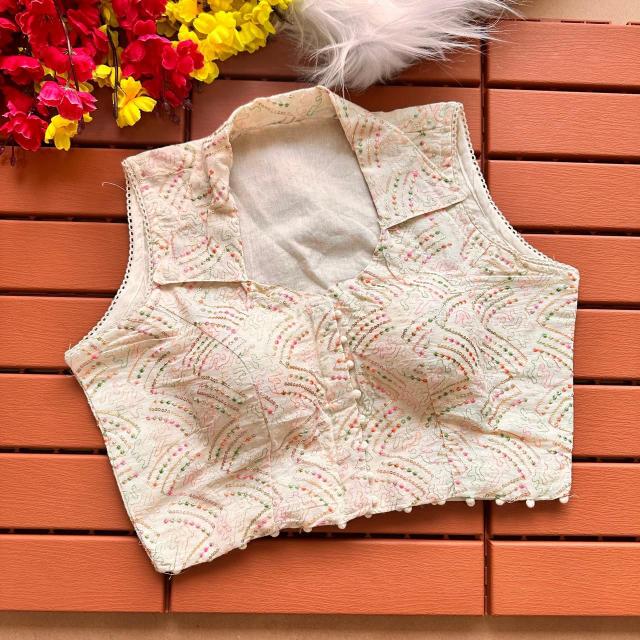 Blousewala Havy Khadi Embroiddery seq work with Collar Nack