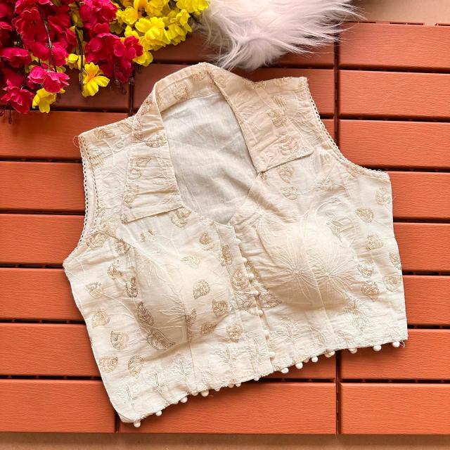Blousewala Havy Khadi Embroiddery seq work with Collar Nack