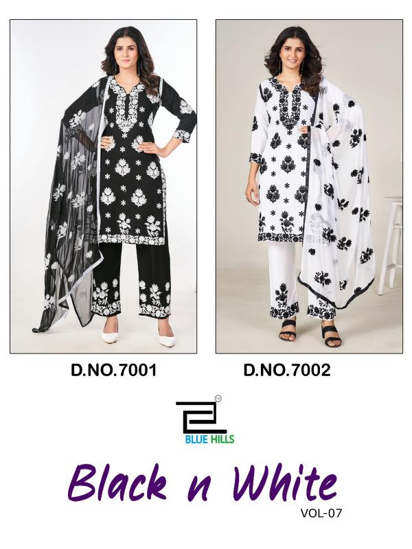 Blue Hills Black N White Vol 7 Rayon Kurti Wholesale Catalog