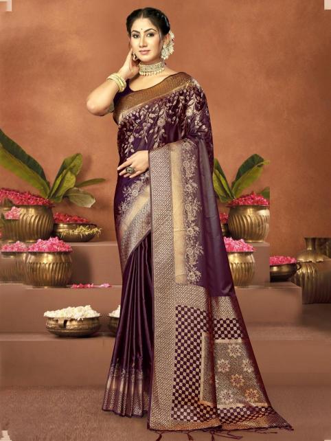 Bunawat Diksha Satan Satin Silk Saree Wholesale Catalog