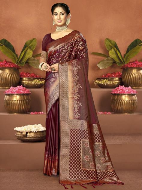 Bunawat Diksha Satan Satin Silk Saree Wholesale Catalog