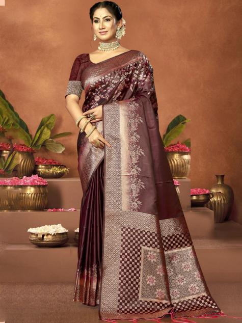 Bunawat Diksha Satan Satin Silk Saree Wholesale Catalog