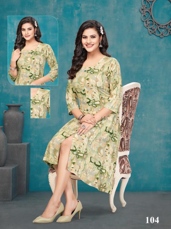CHERRY REYON FOIL PRINT Kurti Wholesale catalog