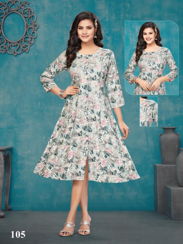 CHERRY REYON FOIL PRINT Kurti Wholesale catalog